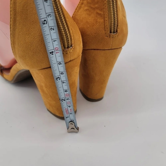 Lov Mark Womens NIXTY Open Toe Suede Occasion Ankle Strap Mustard Yellow Sz 9 - Picture 6 of 11